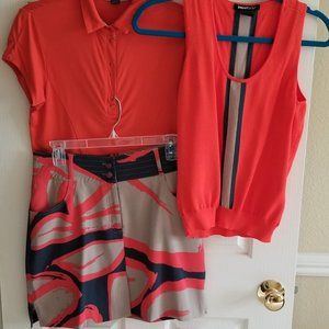 DKNY GOLF SKORT, MATCHING POLO & VEST